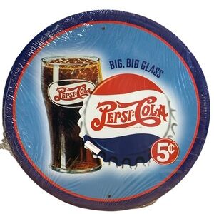 NEW Retro Style Round Pepsi Cola Logo Tin Metal Sign Game Room Mans Cave Garage